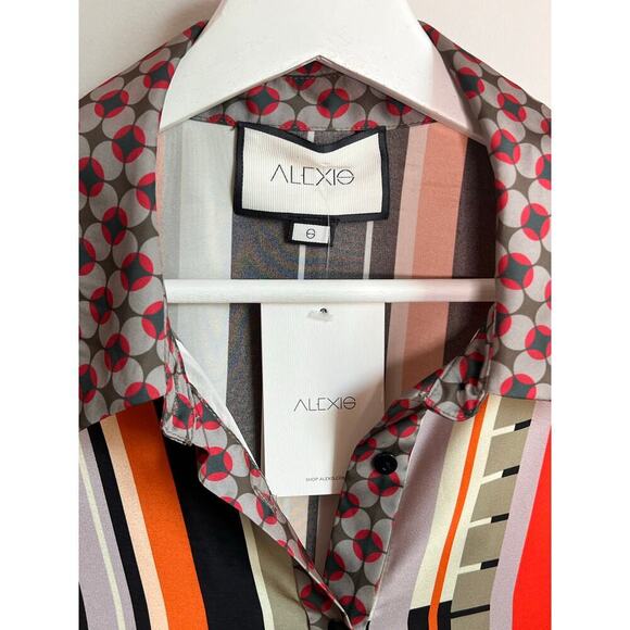 Alexis Payton Striped Long Sleeve Button-Up Shirt Dress Multi Women's Size S NWT - Picture 7 of 11